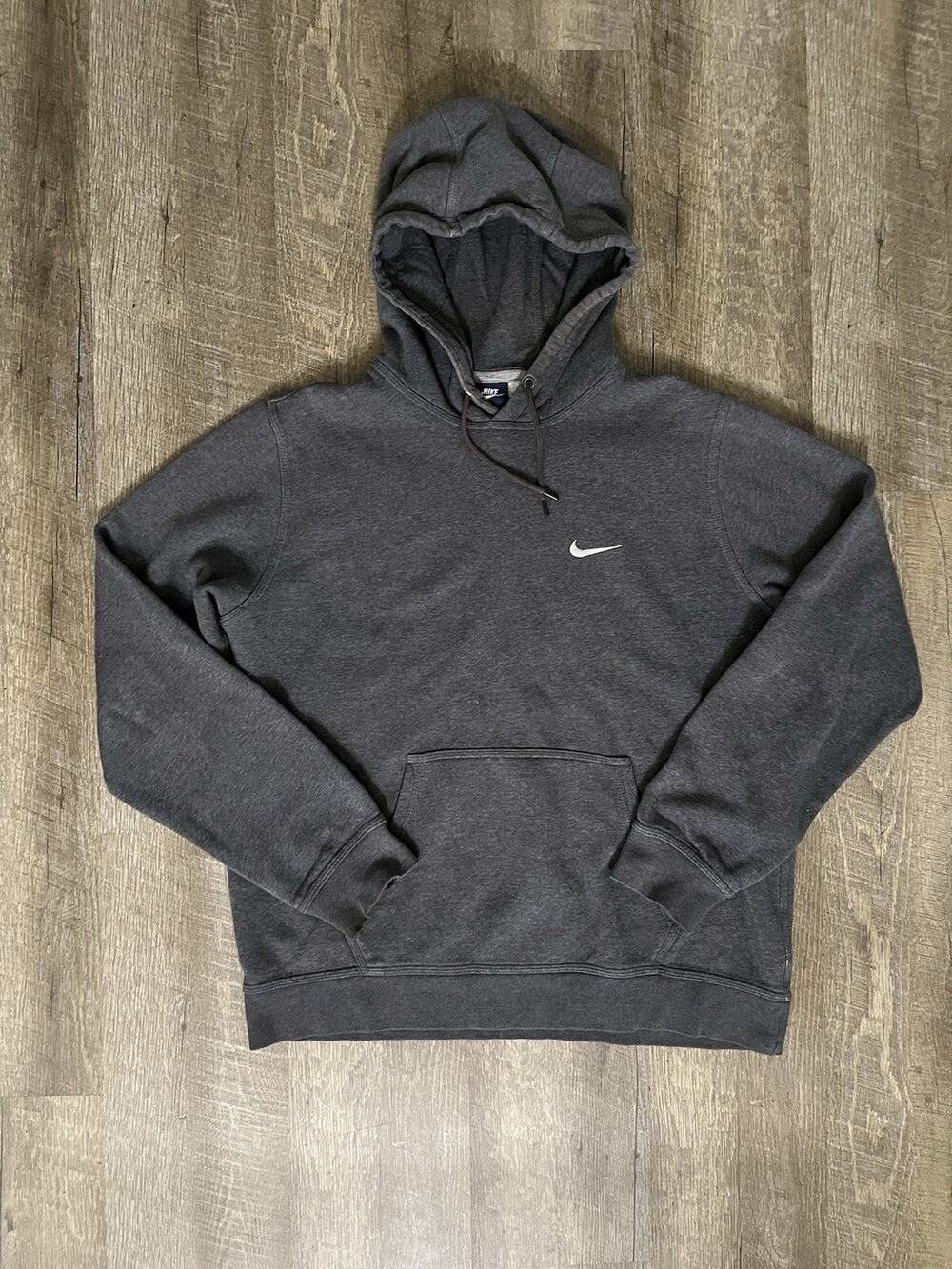 Vintage Nike hoodie Men's size L BLUE TAG Grey Distressed Y2K